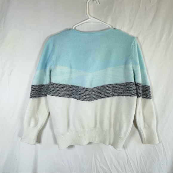 Kid’s Blue Chevron Striped Fuzzy Sweater - Picture 2 of 4
